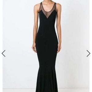 Norma Kamali black mermaid dress long, with sheer back.